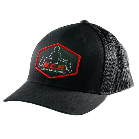 All black flexit, patch style hat